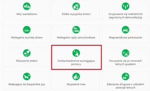 Na folderze zgłoszeń poprzez Krajową Mapę Zagrożeń Bezpieczeństwa zaznaczone czerwonym okienkiem zgłoszenie osoby bezdomnej potrzebującej pomocy